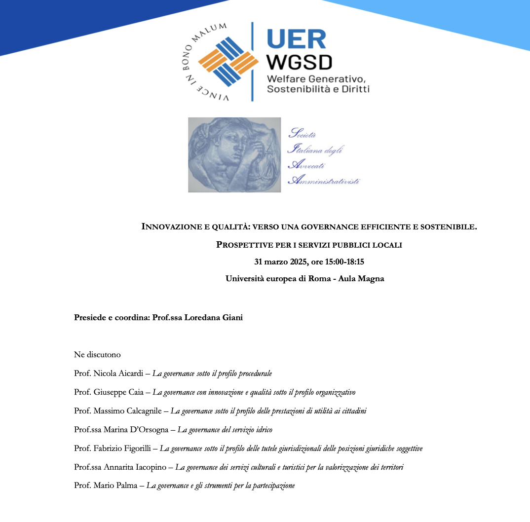 Innovazione e qualità: verso una governance efficiente e sostenibile. Prospettive per i servizi pubblici locali